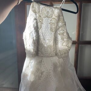 NEW Asos Bridal ‘Lavinia’ Halter Floral Embroidered Organza Wedding Dress Sz 4